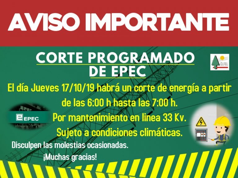 Aviso de Corte para el 17/10/2019